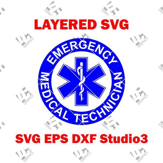 EMT Logo - EMS Star of Life - Round EMT Logo - Emergency Medical Technician Cutting  File in SVG, Eps, Dxf, and Studio3, Cricut, Silhouette Cameo Studio