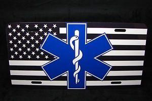 EMT Logo - Details about EMT LOGO METAL LICENSE PLATE TAG EMERCENCY MEDICAL  TECHNICIANS AMERICAN FLAG