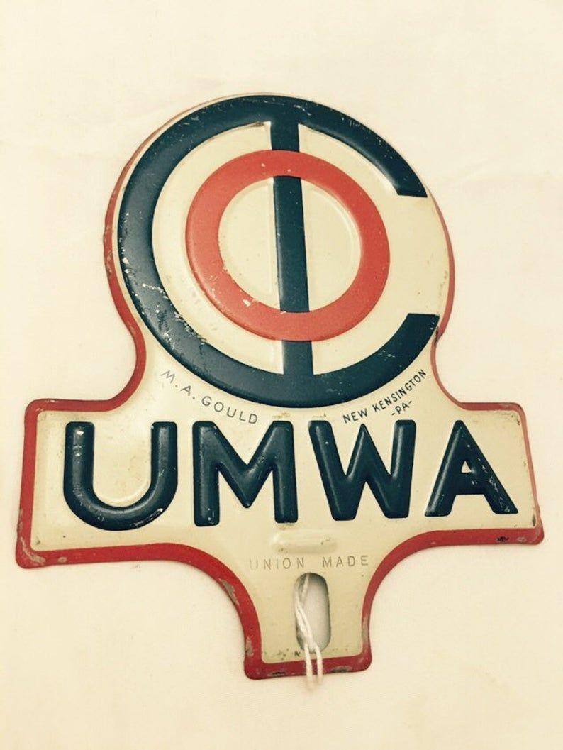 UMWA Logo - Vintage UMWA Mine Workers License Plate Topper | Etsy