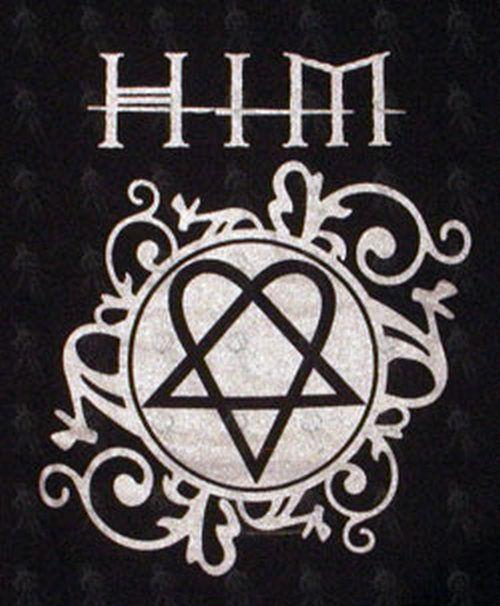 HIM Logo - HIM - Black 'Heartgram' Logo Design T-Shirt (Clothing, Shirts) | Rare  Records