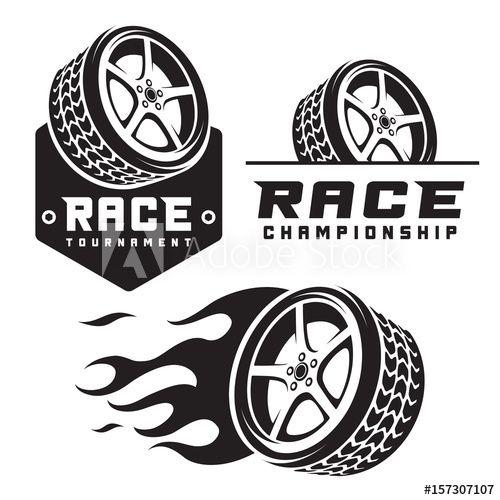 Wheel Logo - set of car wheel fire racing emblems logo template isolated on white ...