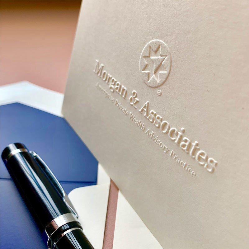 Embossed Logo - Your Logo Embossed on Folded Notes with Optional Printed Border Order Embossed Stationery