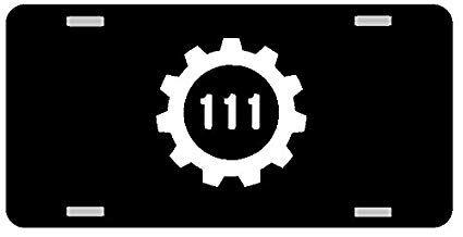 Fallout Logo - Vault 111 Fallout Logo License Plate Gloss black