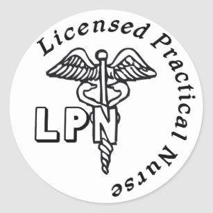 Nurse Logo - CADUCEUS LPN LOGO LICENSED PRACTICAL NURSE CLASSIC ROUND STICKER