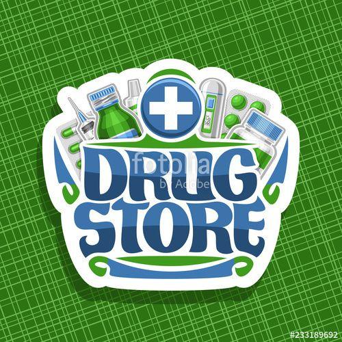 Aspirin Logo - Vector logo for Drug Store, cut paper sign with green container ...