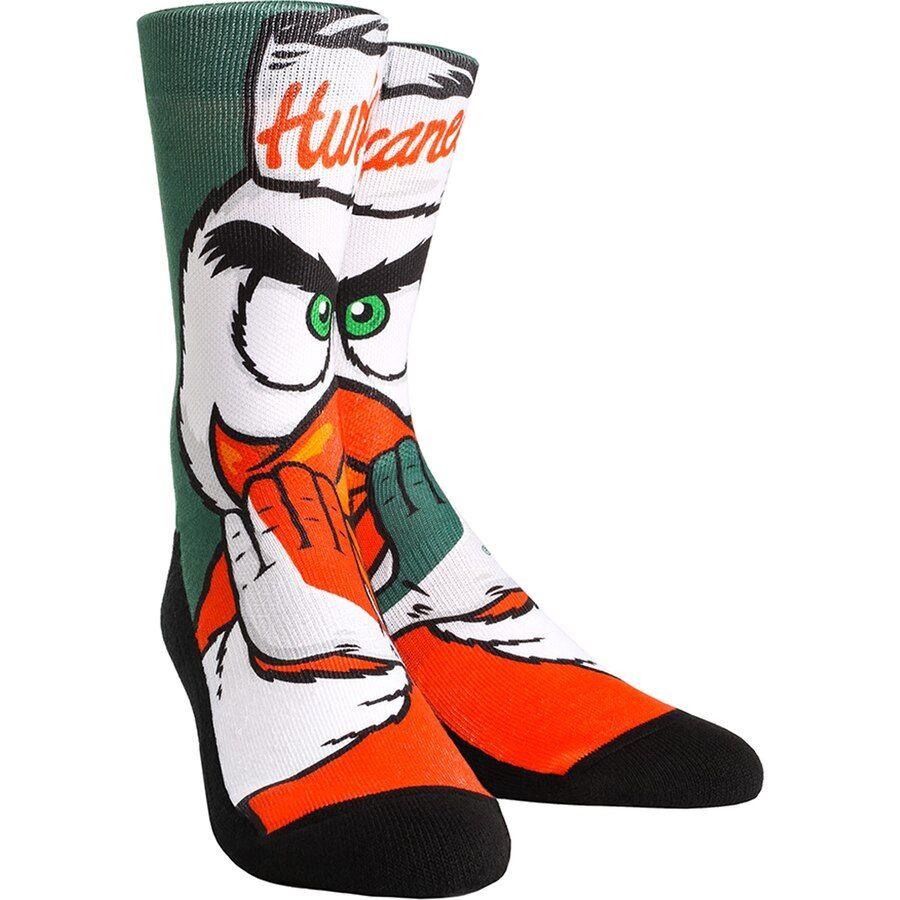 Socks Logo - Men's Miami Hurricanes Mascot & Logo Crew Socks