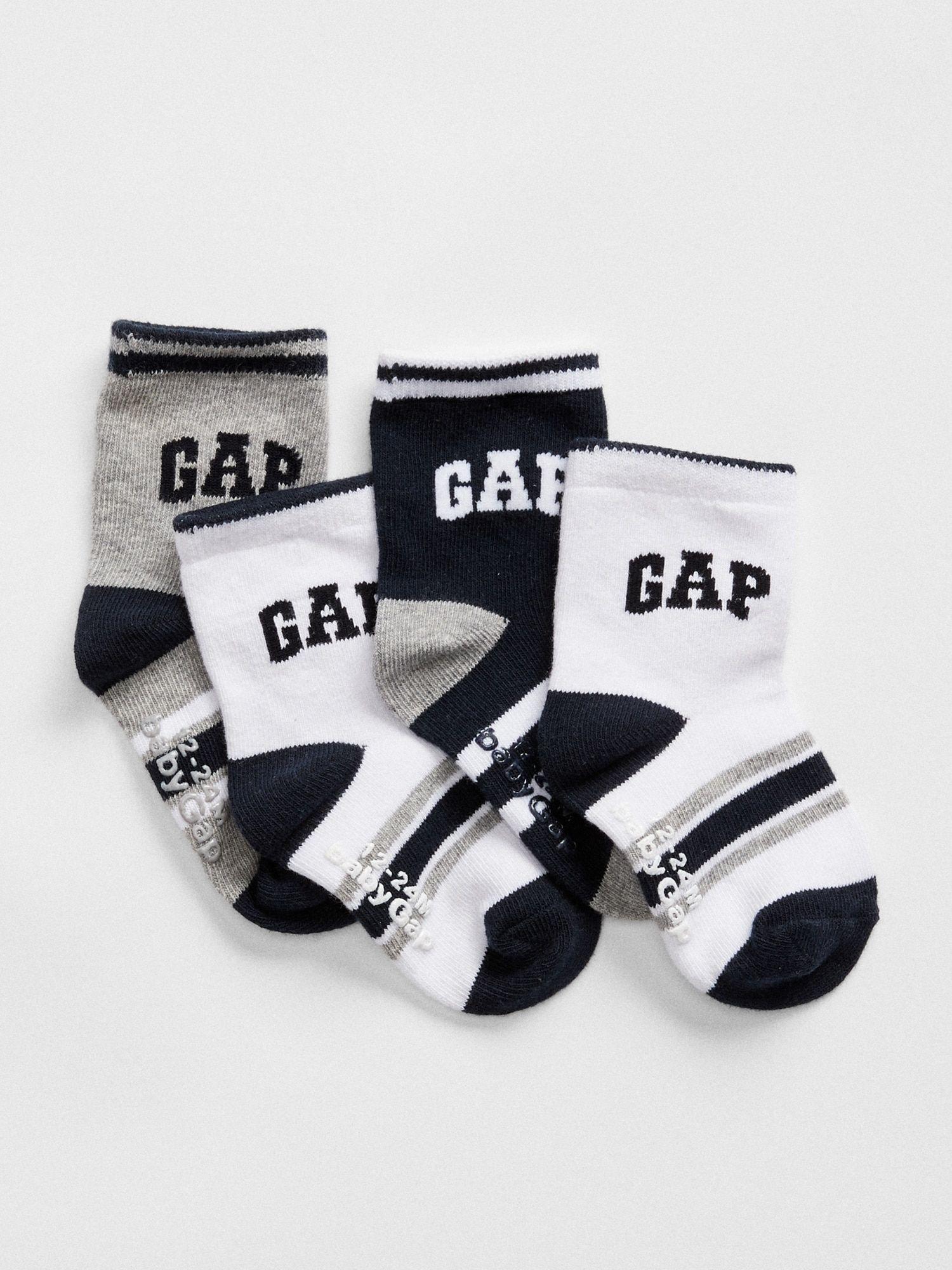 Socks Logo - Toddler Gap Logo Stripe Crew Socks (4-Pack)