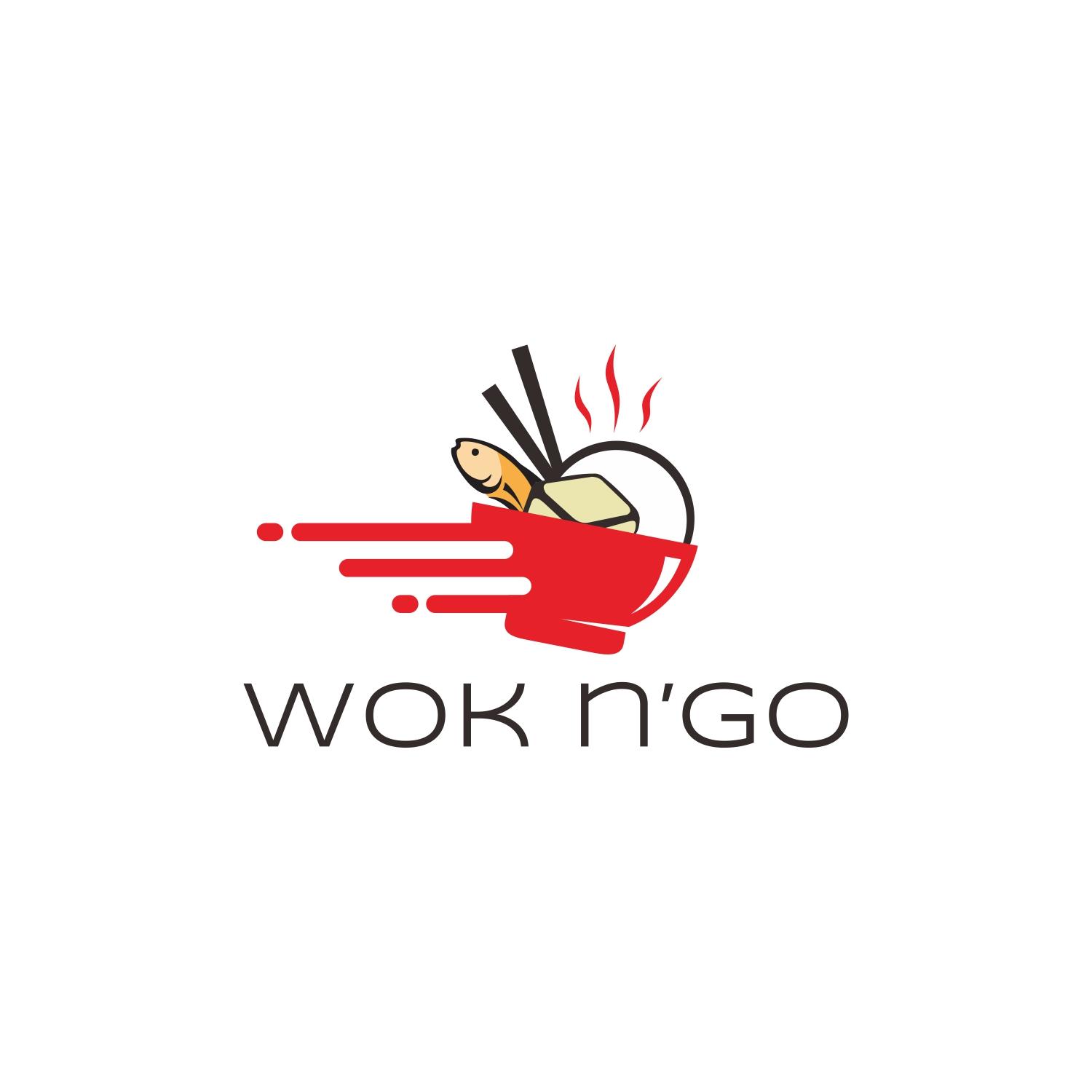 Go Food Logo - Modern, Playful, Fast Food Restaurant Logo Design for Wok n'go