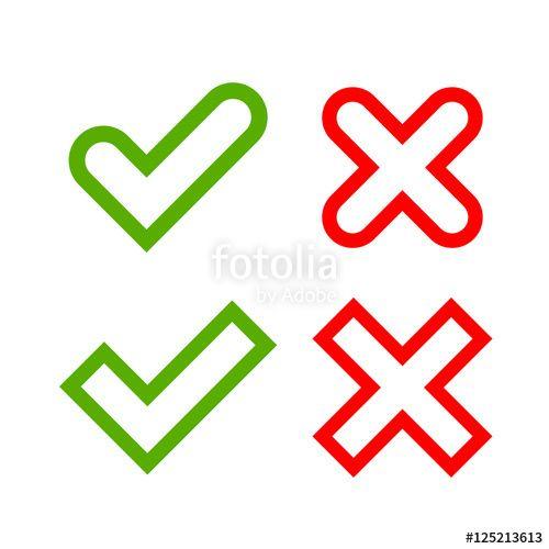 White and Red X Logo - Tick and cross signs. Green checkmark OK and red X icons, isolated ...