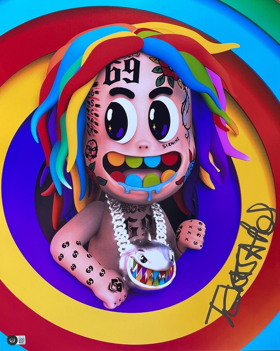 6Ix9ine Logo - Tekashi 6ix9ine Shark Signed 16x20 BAS ...