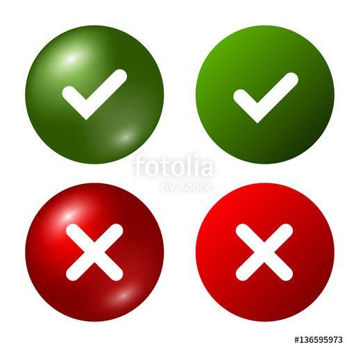 White and Red X Logo - Tick and cross signs. Green checkmark OK and red X icons, isolated ...