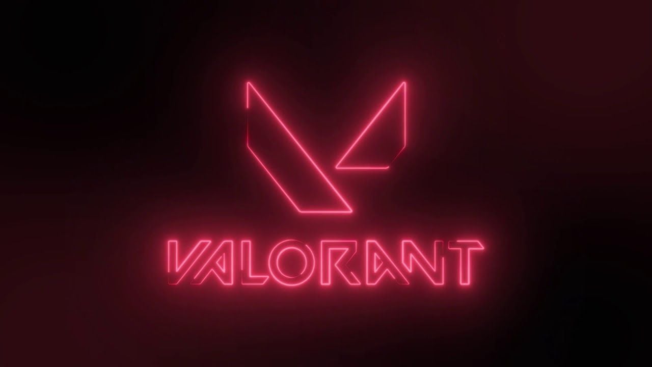 Valorant Logo - Valorant Game Logo glowing neon lights