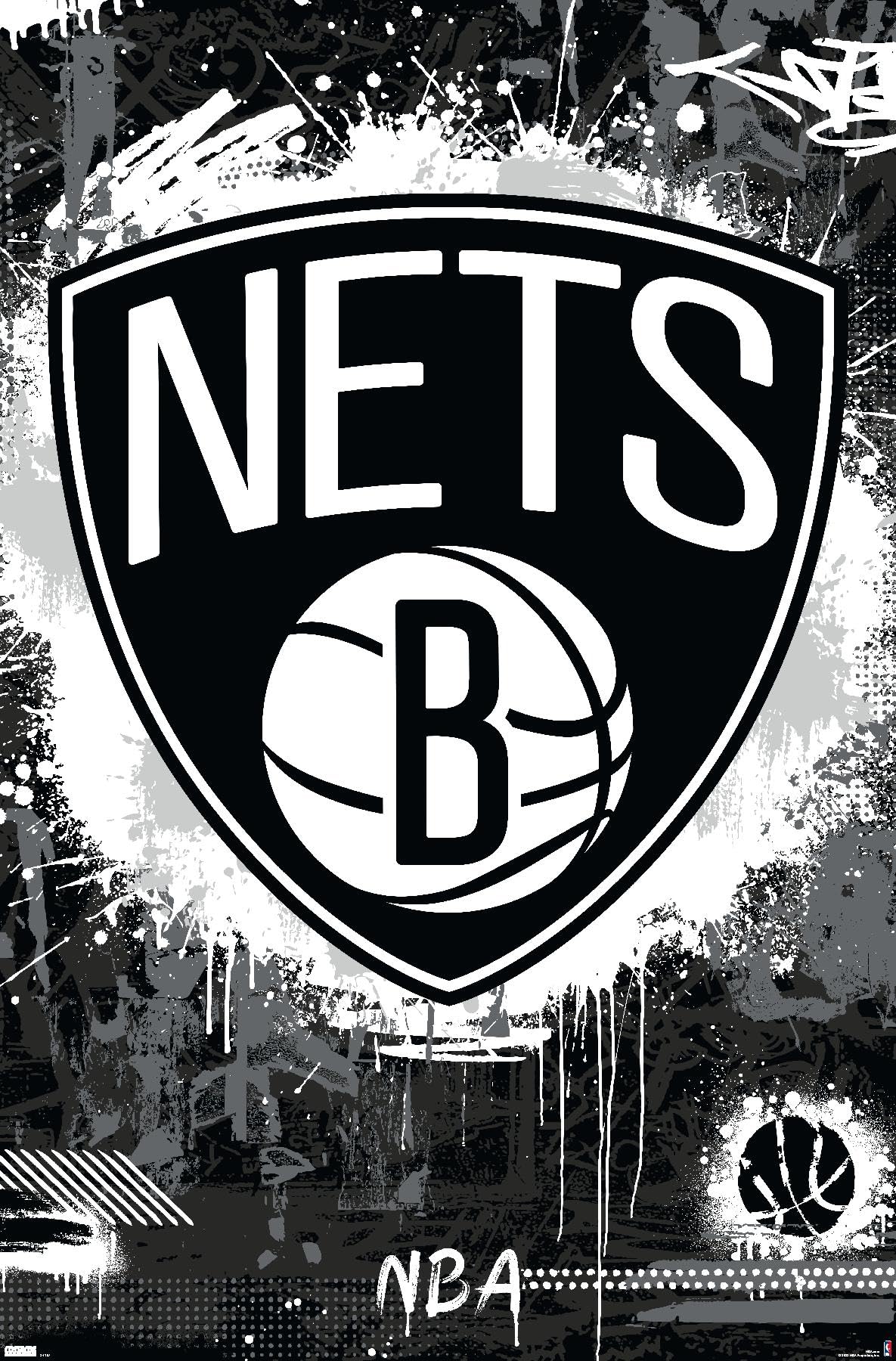 Brooklyn Nets Logo - Amazon.com: Trends International NBA Brooklyn Nets - Maximalist Logo 23  Wall Poster, 34L x 22.4W, Premium Unframed Version : Sports & Outdoors