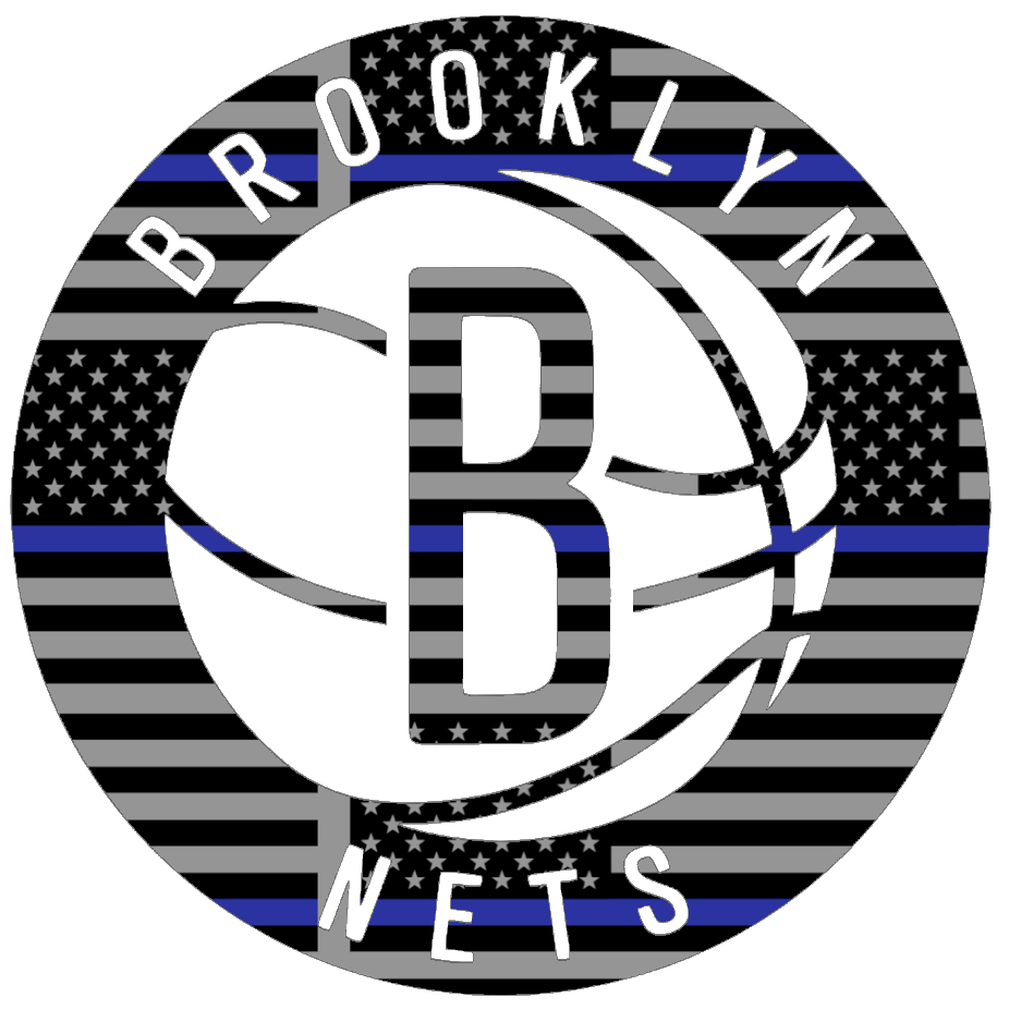 Brooklyn Nets Logo - Brooklyn Nets Team Logo Thin Blue Line American Flag Vinyl Decal –  SportsJewelryProShop