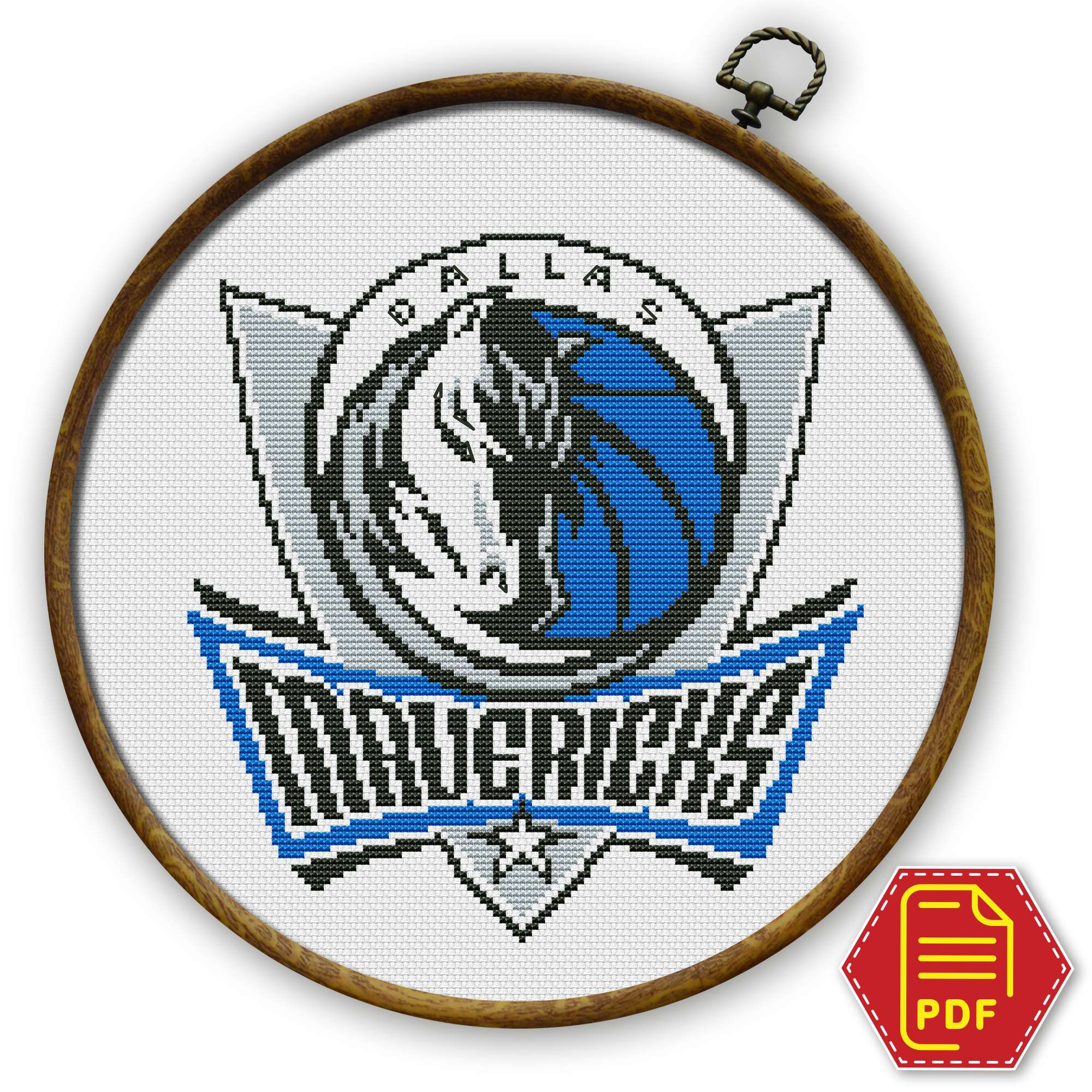 Dallas Mavericks Logo - Dallas Mavericks Logo Counted Cross Stitch Pattern - Download in PDF -  Personalized.Design