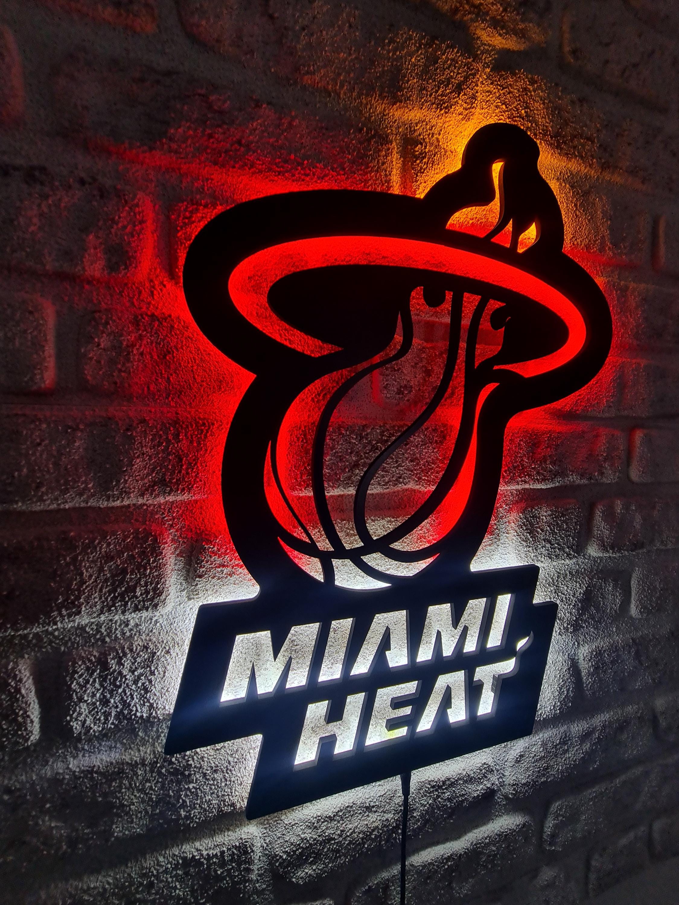 Miami Heat Logo - LED Lighted Miami Heat Sign, Basketball Team Emblem Illuminated Sign, Best  Gift for Basketball Lovers, Christmas Gift - Etsy