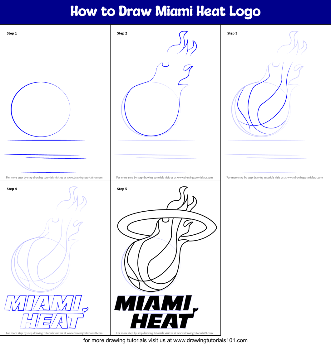Miami Heat Logo - How to Draw Miami Heat Logo (NBA) Step by Step | DrawingTutorials101.com