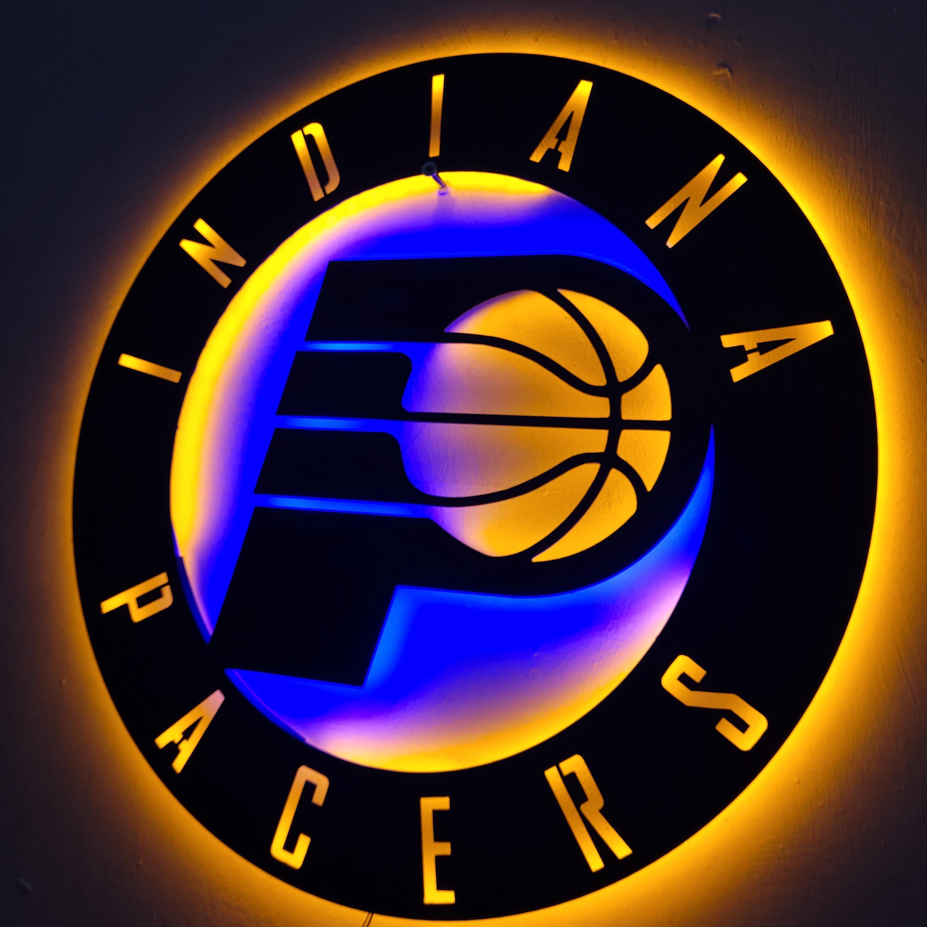 Indiana Pacers Logo - Indiana Pacers LED Wall Art – NBA Team Logo Light, Man Cave Decor - Etsy
