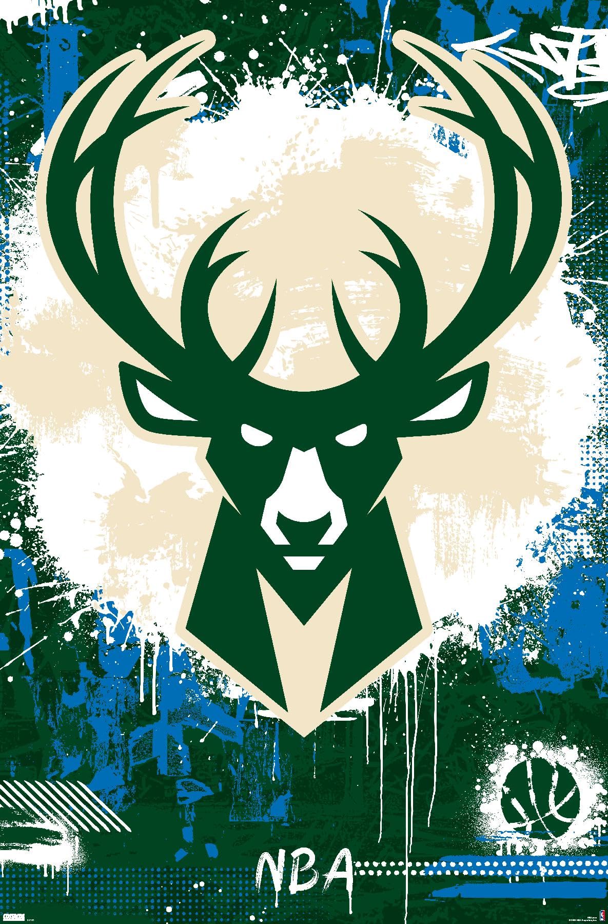 Milwaukee Bucks Logo - Amazon.com: NBA Milwaukee Bucks - Maximalist Logo 23 Wall Poster, 34L