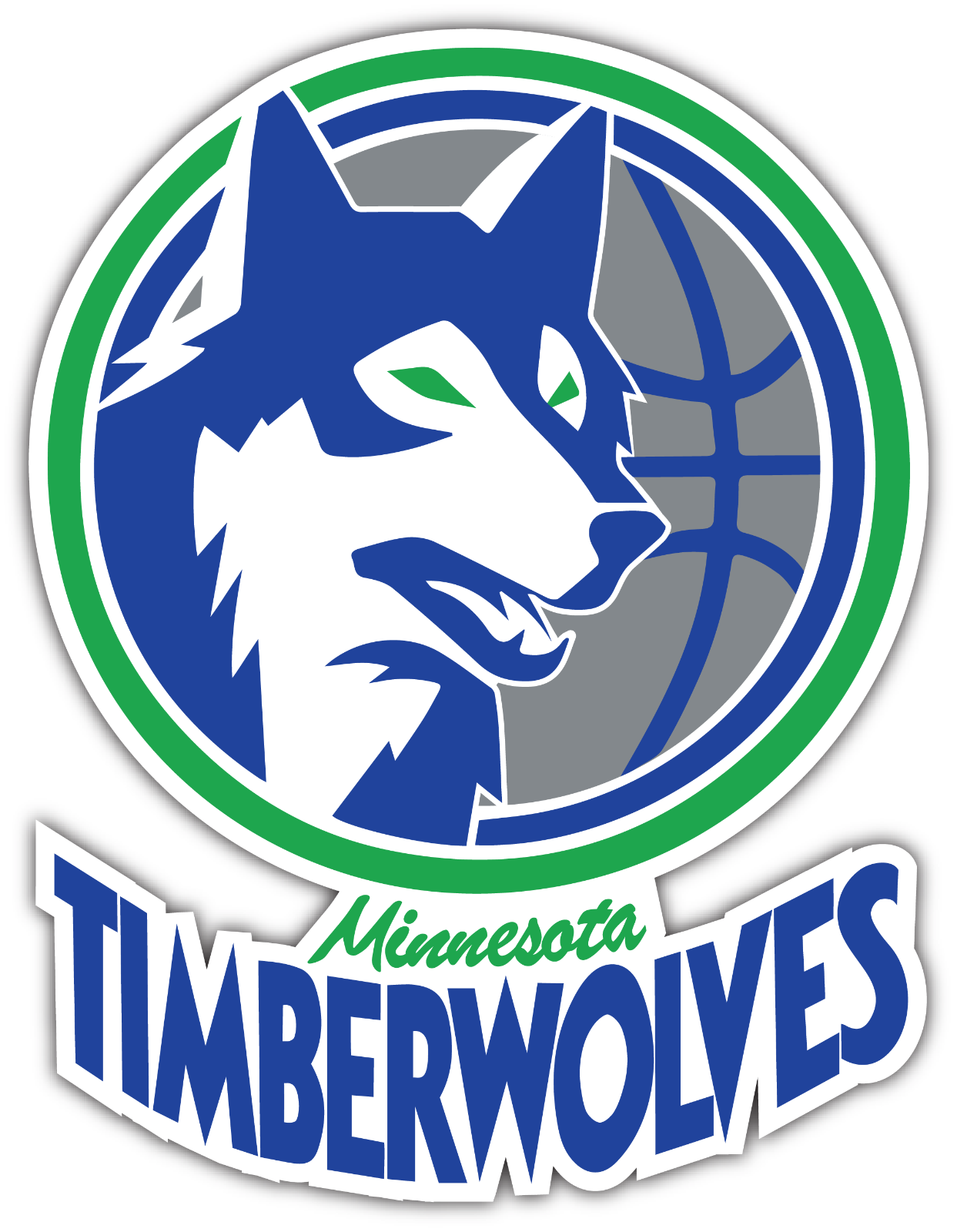 Minnesota Timberwolves Logo - Minnesota Timberwolves Retro Basketball Logo Vinyl Sticker Decal Bumper  Cornhole