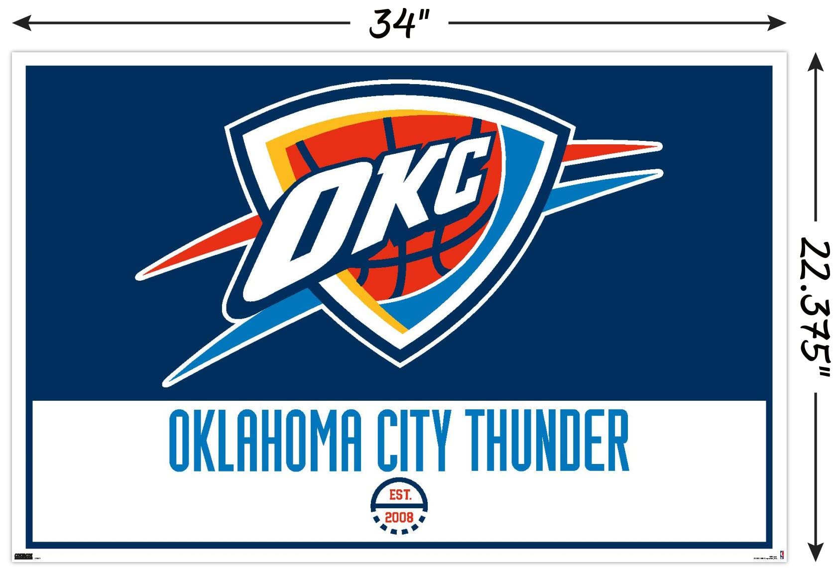 Oklahoma City Thunder Logo - Amazon.com: Trends International NBA Oklahoma City Thunder - Logo 21 Wall  Poster, 22.375