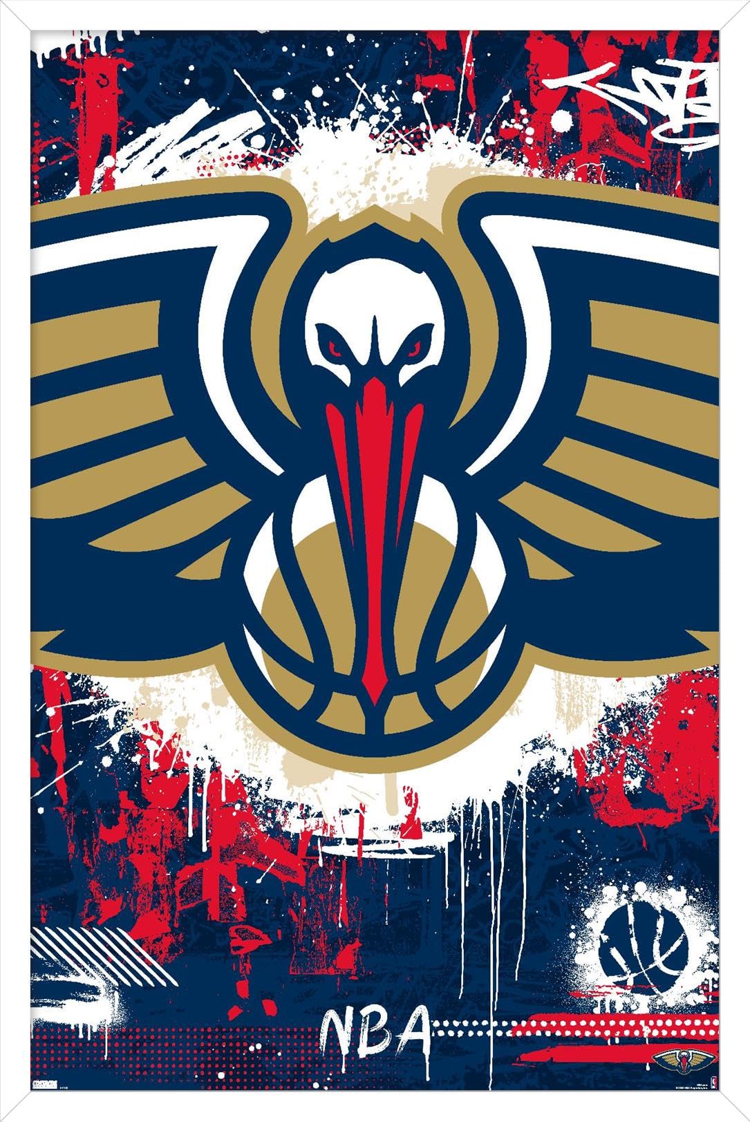 New Orleans Pelicans Logo - Amazon.com: Trends International NBA New Orleans Pelicans - Maximalist Logo  23 Wall Poster, 34L x 22.4W, White Framed Version : Sports & Outdoors