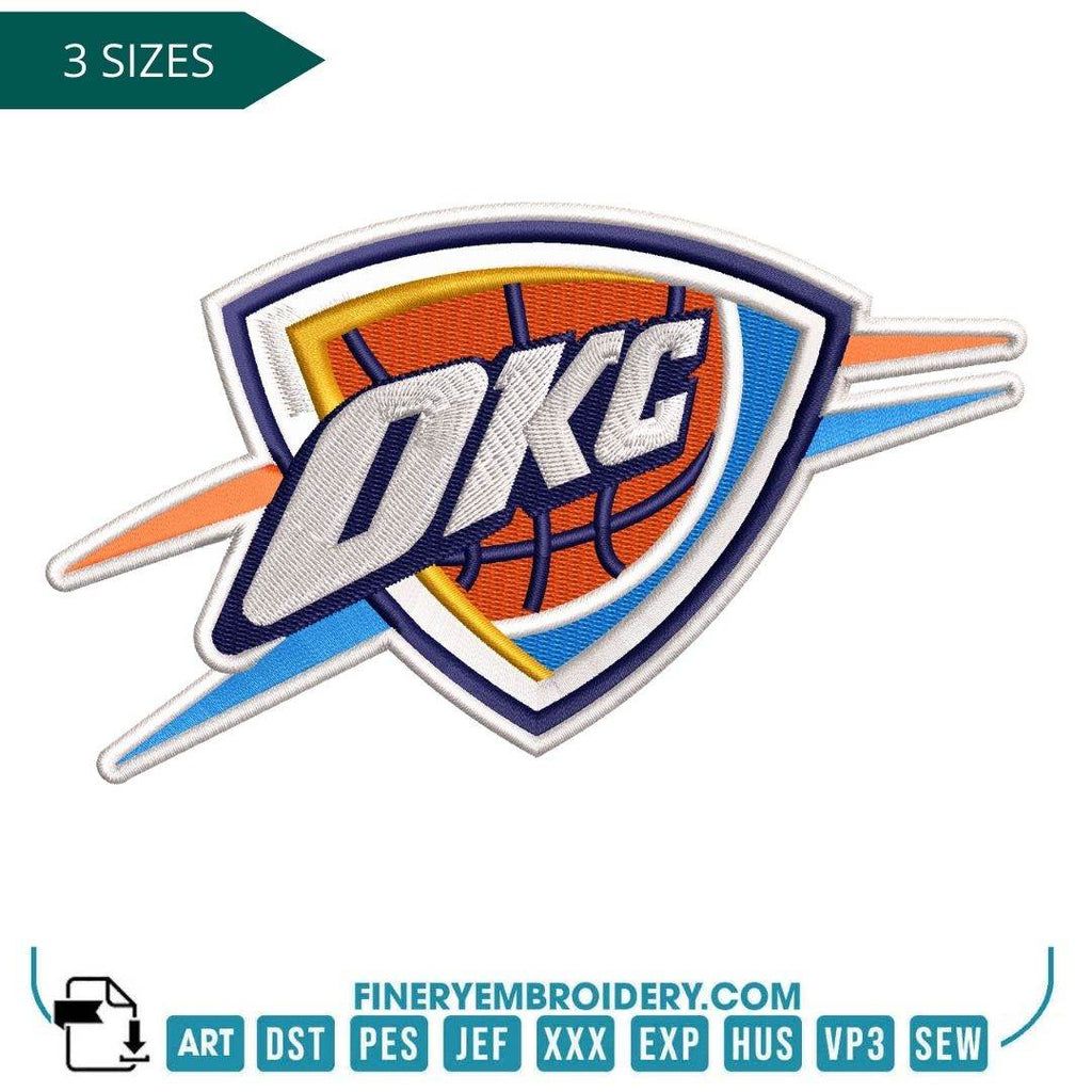Oklahoma City Thunder Logo - Oklahoma City Thunder Embroidery Design – Dynamic Team Logo in 3 Sizes