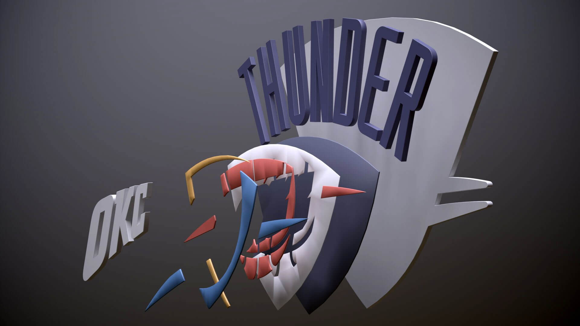 Oklahoma City Thunder Logo - NBA Oklahoma City Thunder Logo Printable and Renderable - 3D Model by  danyelon