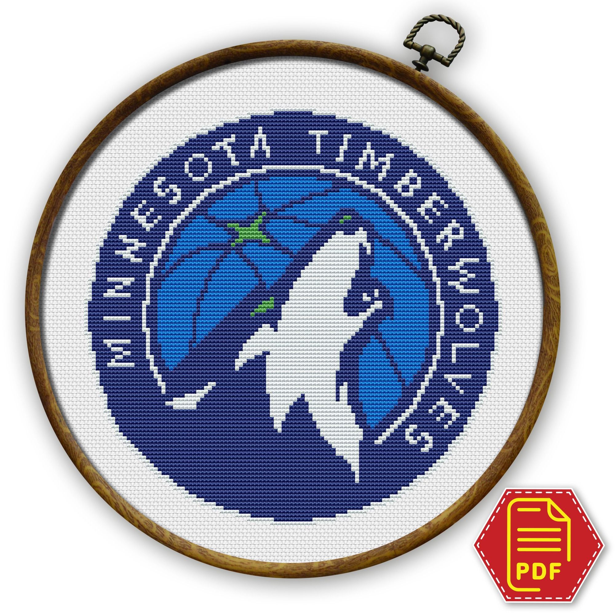 Minnesota Timberwolves Logo - Minnesota Timberwolves Logo Counted Cross Stitch Pattern - Download in PDF  - Personalized.Design
