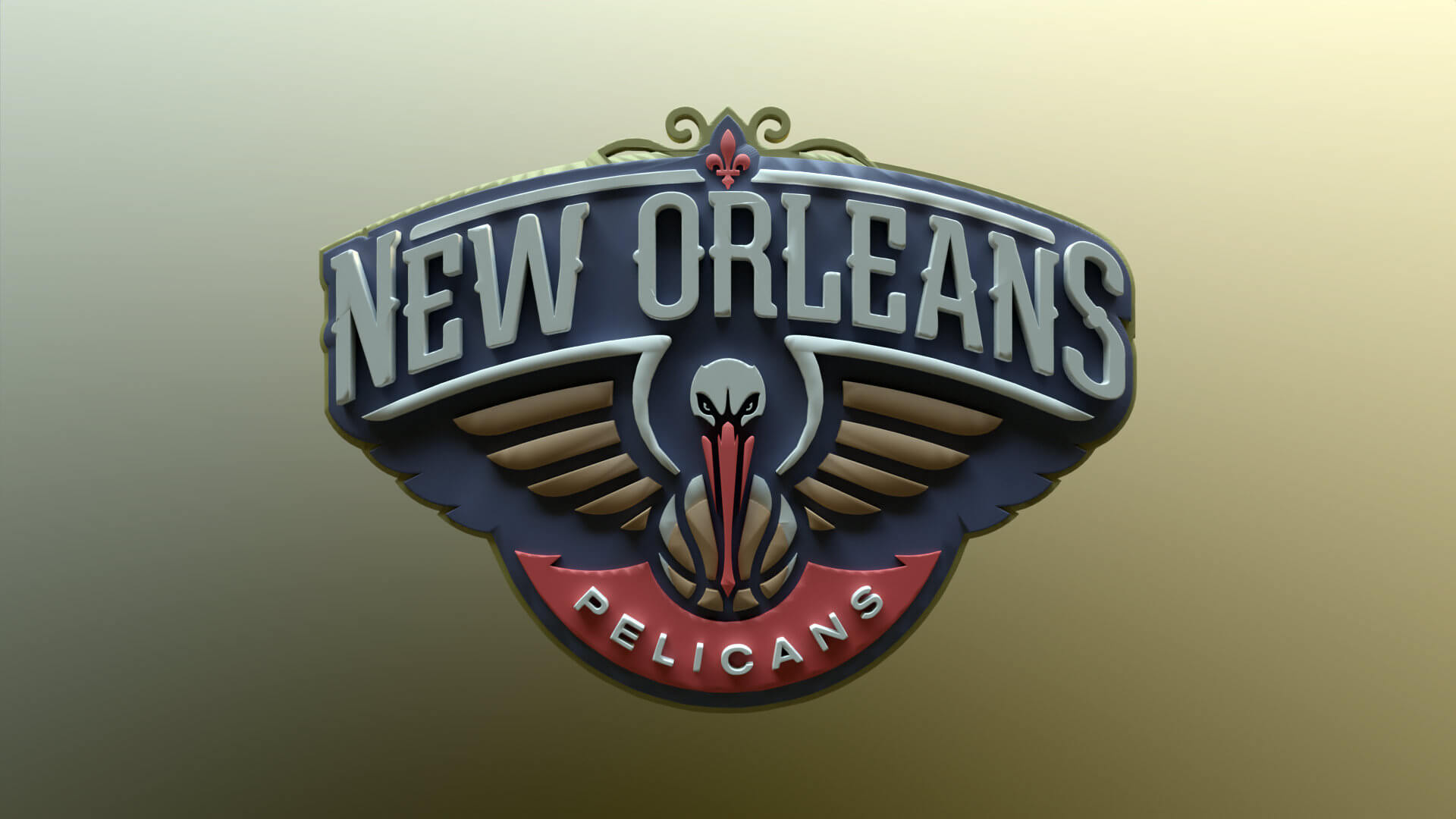 New Orleans Pelicans Logo - NBA New Orleans Pelicans Logo Printable and Renderable - 3D Model by  danyelon