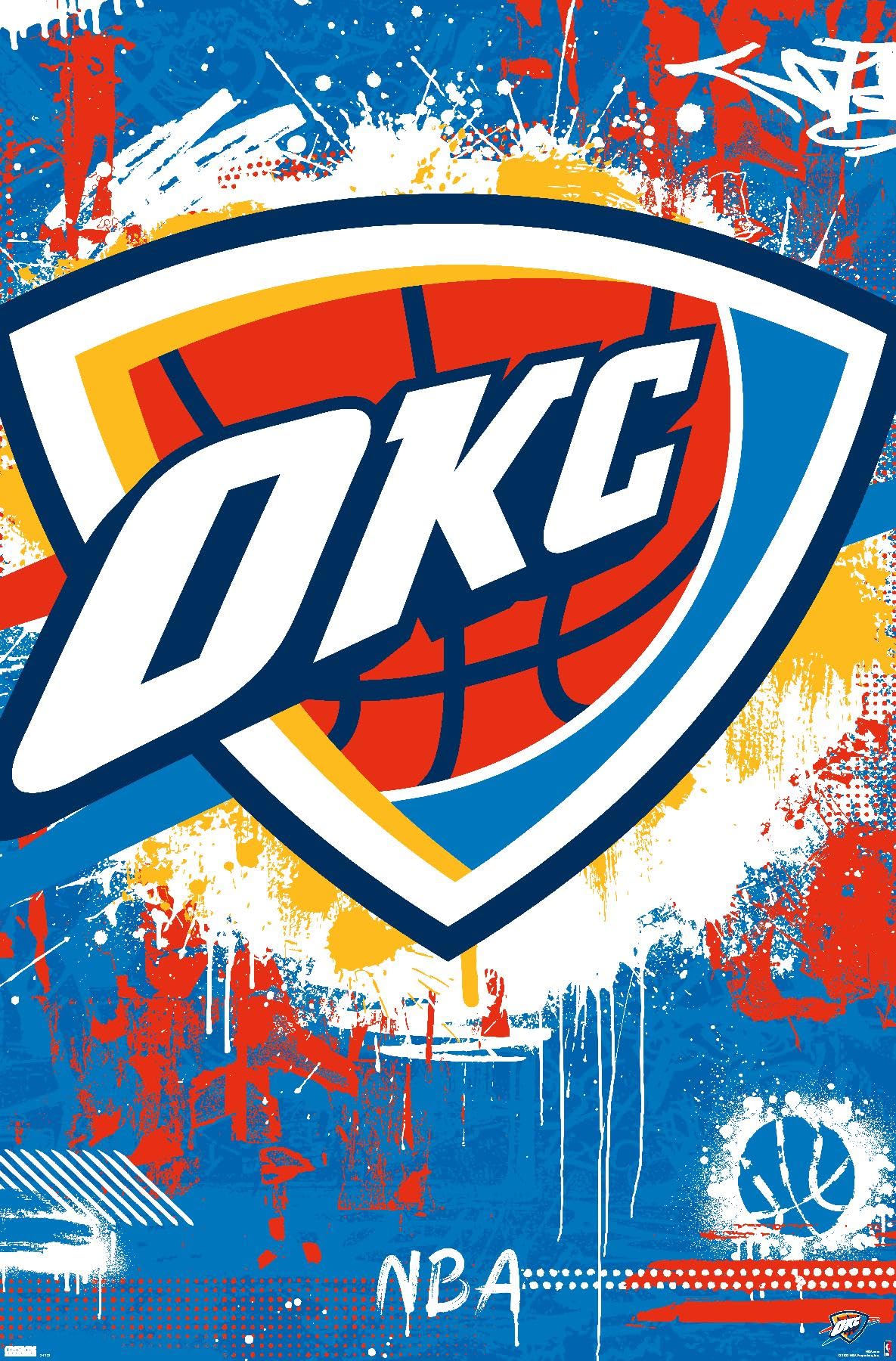 Oklahoma City Thunder Logo - Amazon.com: NBA Oklahoma City Thunder - Maximalist Logo 23 Wall Poster,  34L