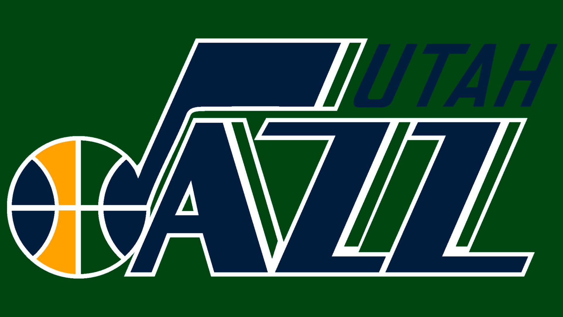 Utah Jazz Logo - Download Utah Jazz Name Logo On Green Wallpaper | Wallpapers.com