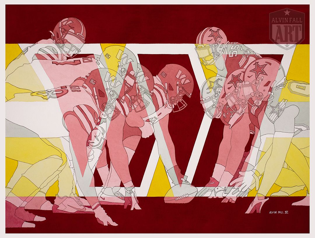 Washington Commanders Logo - Washington Commanders Logo Series | NFL Watercolor Art — Alvin Fall Art