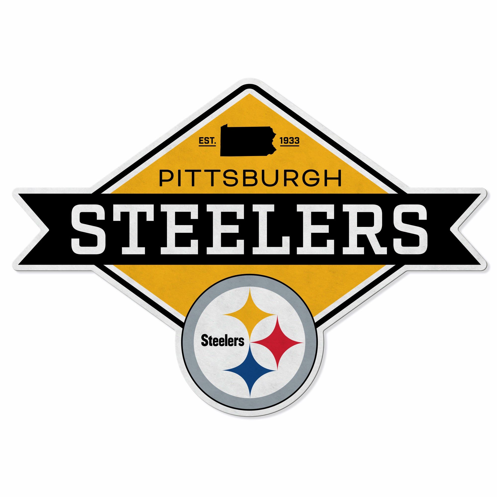 Pittsburgh Steelers Logo - Steelers Shape Cut Logo With Header Card - Diamond Design
