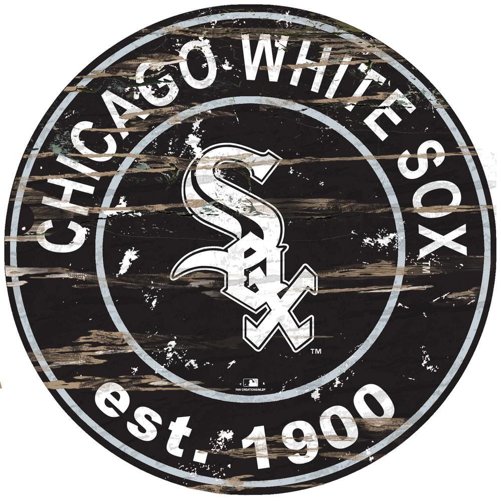 Chicago White Sox Logo - Fan Creations MLB Chicago White Sox 24 in. Distressed Wooden Wall Art  Circle Sign M0659-White Sox - The Home Depot
