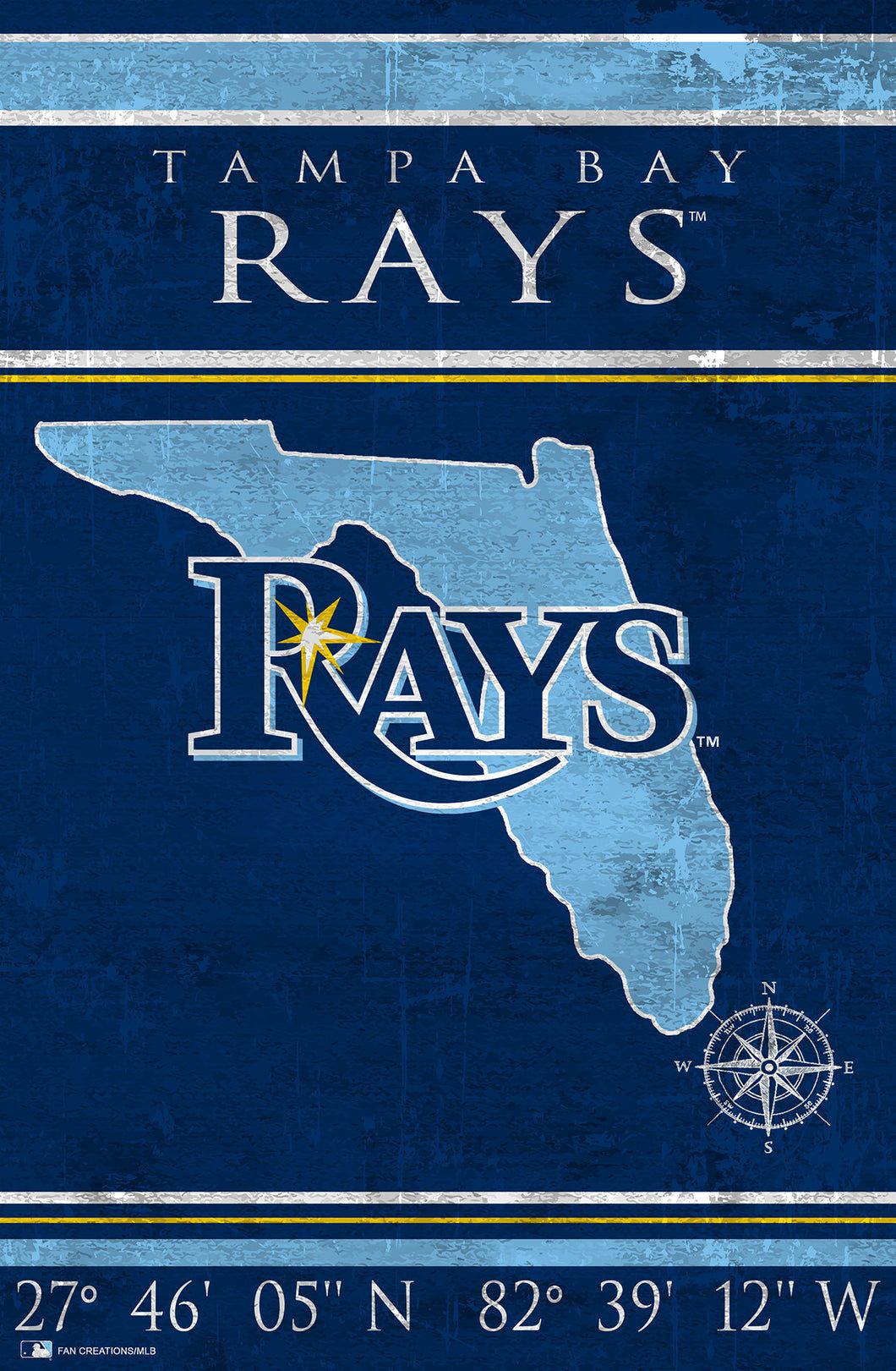 Tampa Bay Rays Logo - Tampa Bay Rays Coordinates Wood Sign - 17
