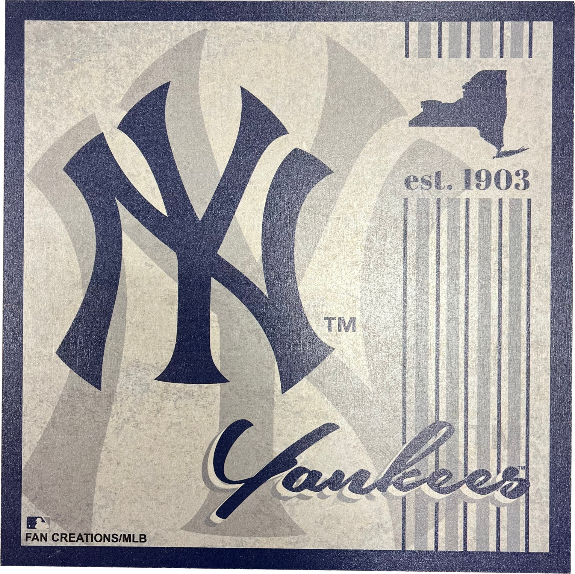 New York Yankees Logo - New York Yankees 9.5'' x 9.5'' Throwback Album Wood Sign | Baseball Signs,  Banners, and Posters