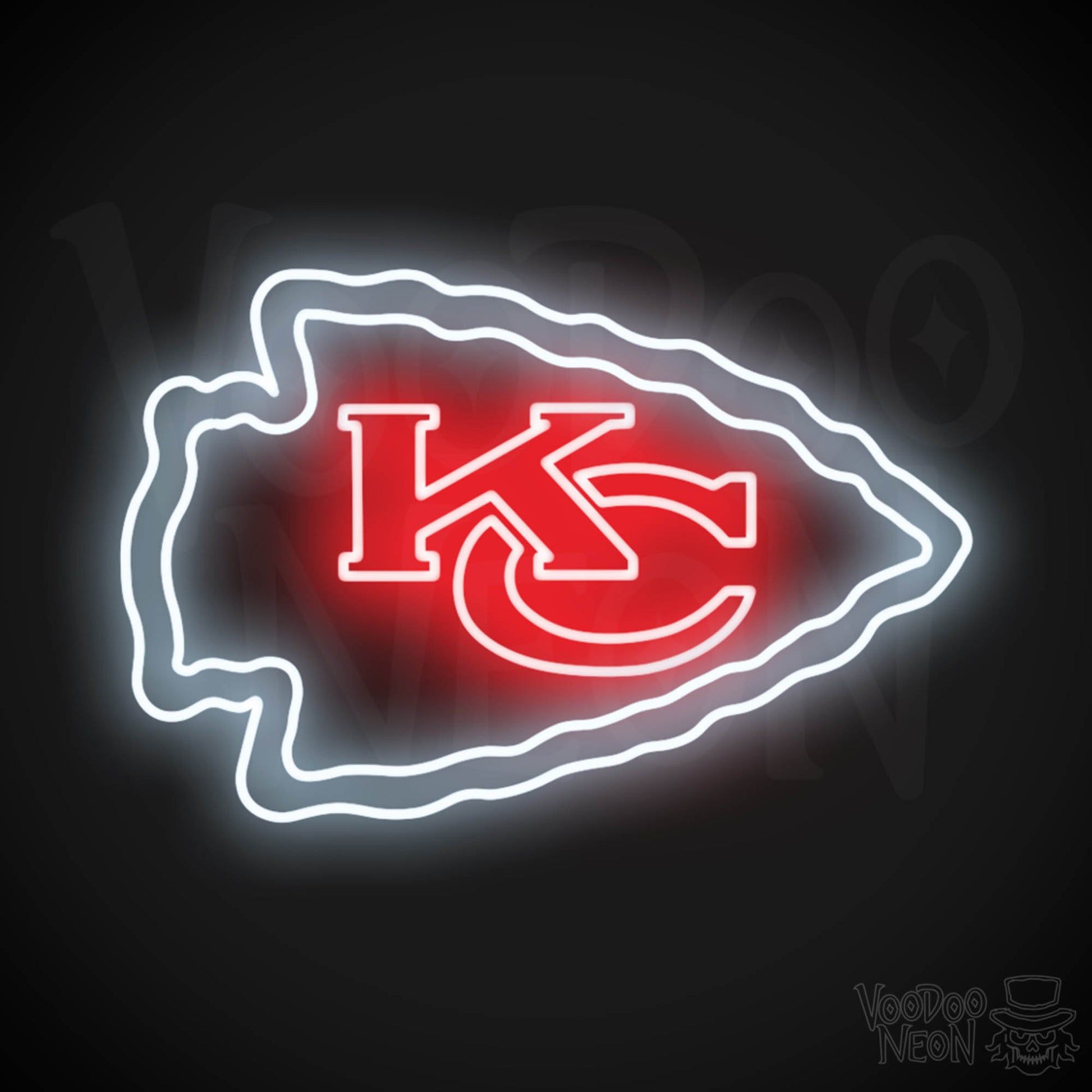 Kansas City Chiefs Logo - Kansas City Chiefs Neon Sign | Kansas City Chiefs Sign | Neon Chiefs Logo  Wall Art – Voodoo Neon