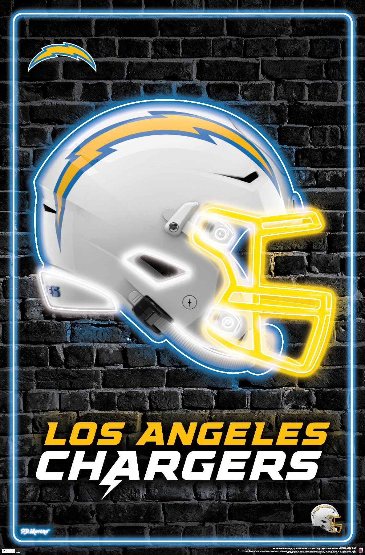 Los Angeles Chargers Logo - Amazon.com: NFL Los Angeles Chargers - Neon Helmet 23 Wall Poster, 34L