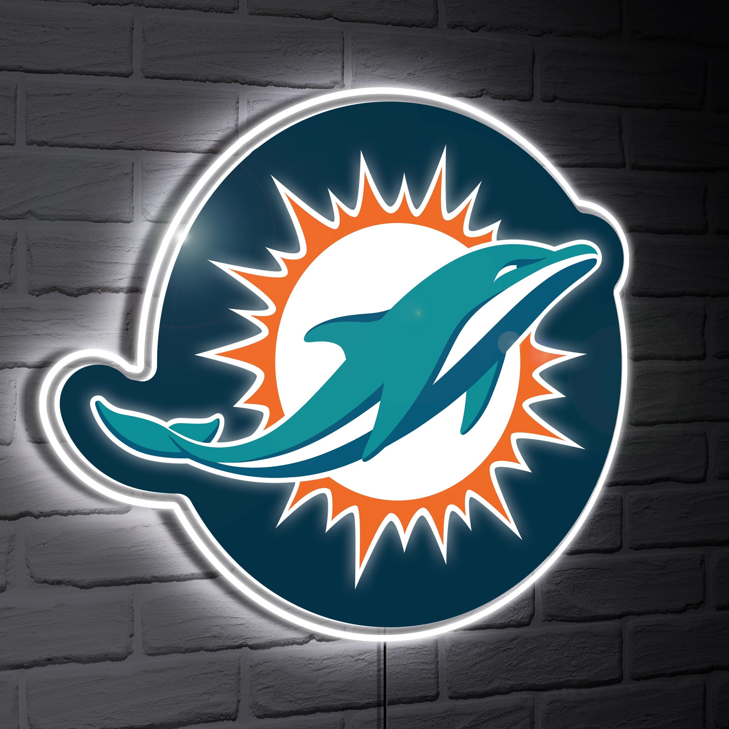 Miami Dolphins Logo - Miami Dolphins LED Team Logo Shaped Lighted Wall Sign
