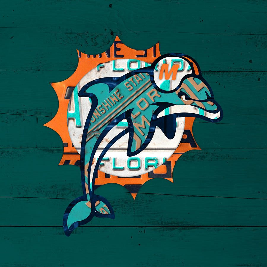 Miami Dolphins Logo - Miami Dolphins Football Team Retro Logo Florida License Plate Art by Design  Turnpike