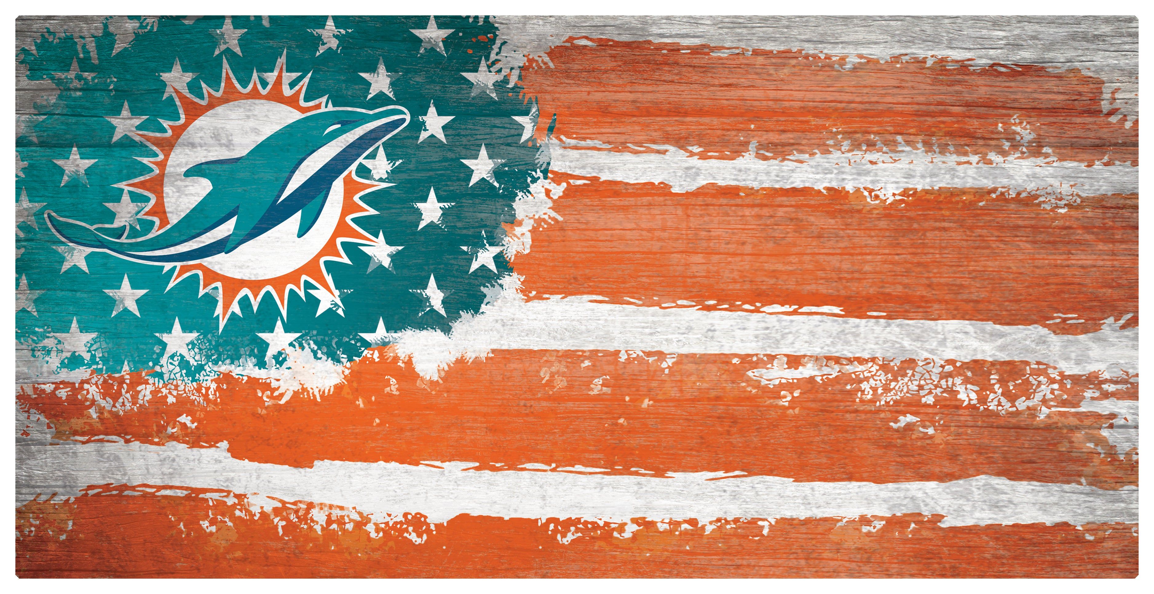 Miami Dolphins Logo - Miami Dolphins Team Flag Wooden Sign | Football Signs, Banners, and Posters