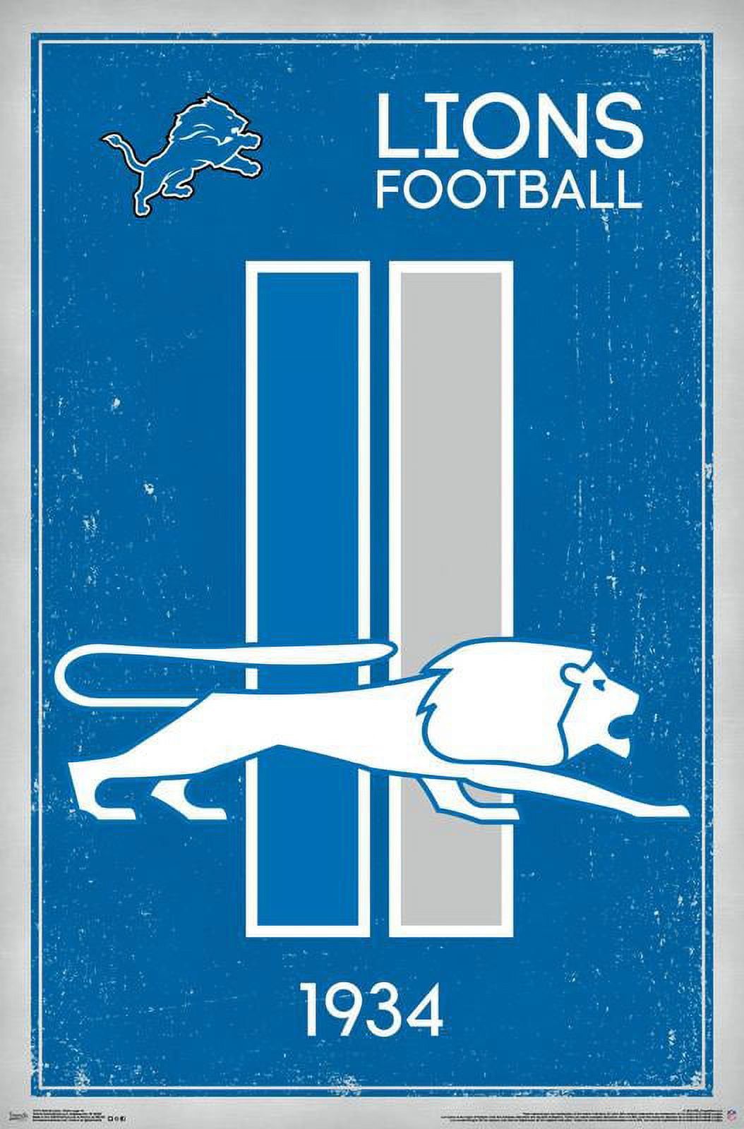 Detroit Lions Logo - NFL Detroit Lions - Retro Logo 14 Wall Poster, 22.375
