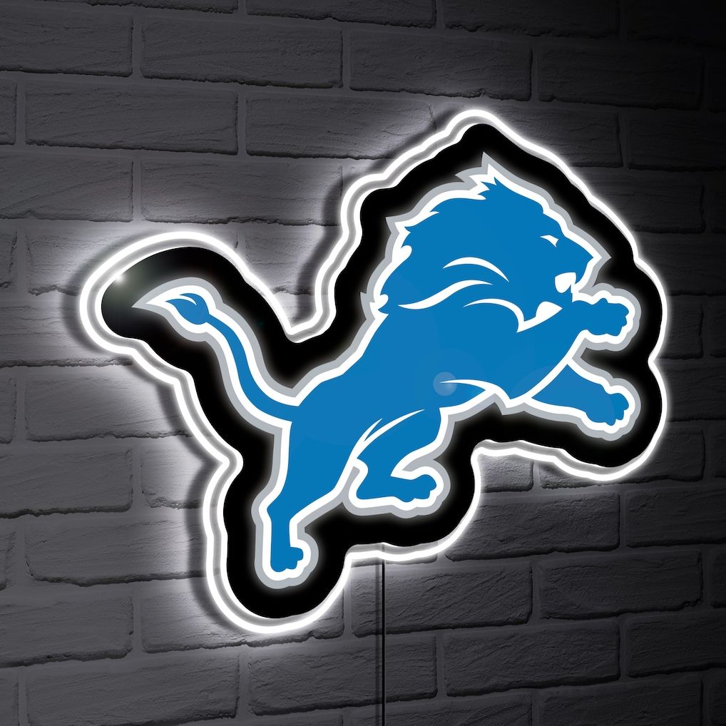 Detroit Lions Logo - Detroit Lions LED Team Logo Shaped Lighted Wall Sign