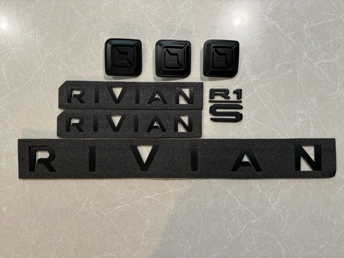 Rivian Logo - Rivian Emblem Set Matte Black R1T R1S Logo Square Badge