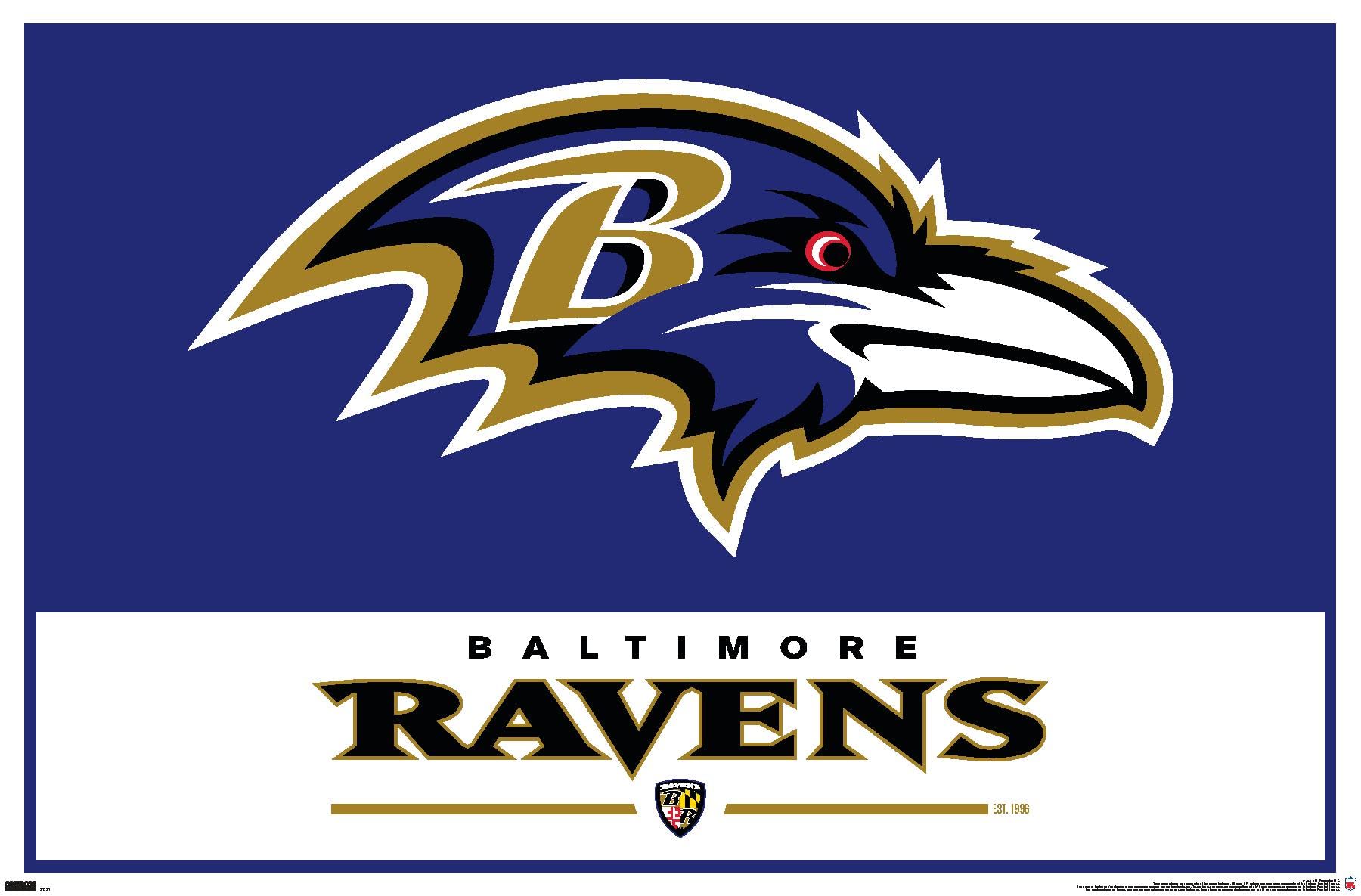 Baltimore Ravens Logo - Amazon.com: NFL Baltimore Ravens - Logo 21 Wall Poster, 34L