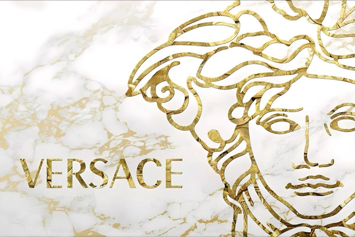 Versace Logo - VERSACE LOGO GOLD MEDUSA ART ARTWORK DESIGN LINES GRAPHIC PREMIUM POSTER |  eBay