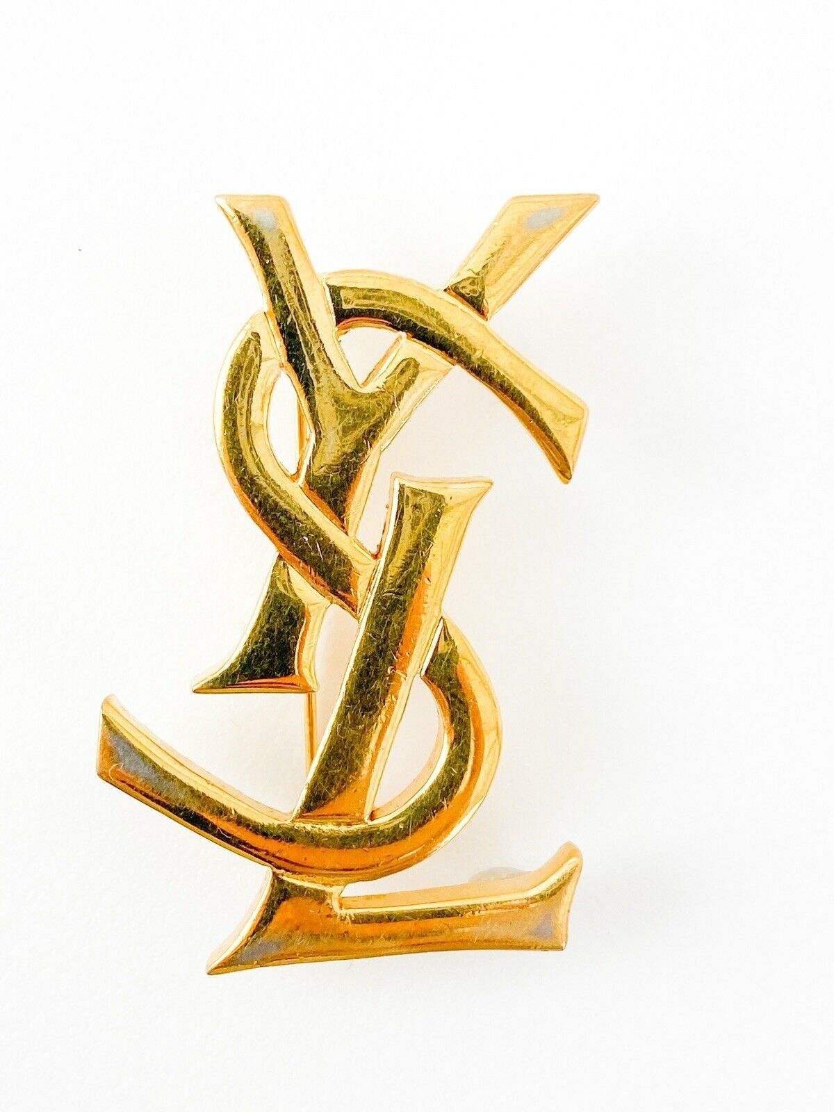 Saint Laurent Logo - Vintage YSL Yves Saint Laurent Logo Brooch Pin - Gold Tone Jewelry - Etsy