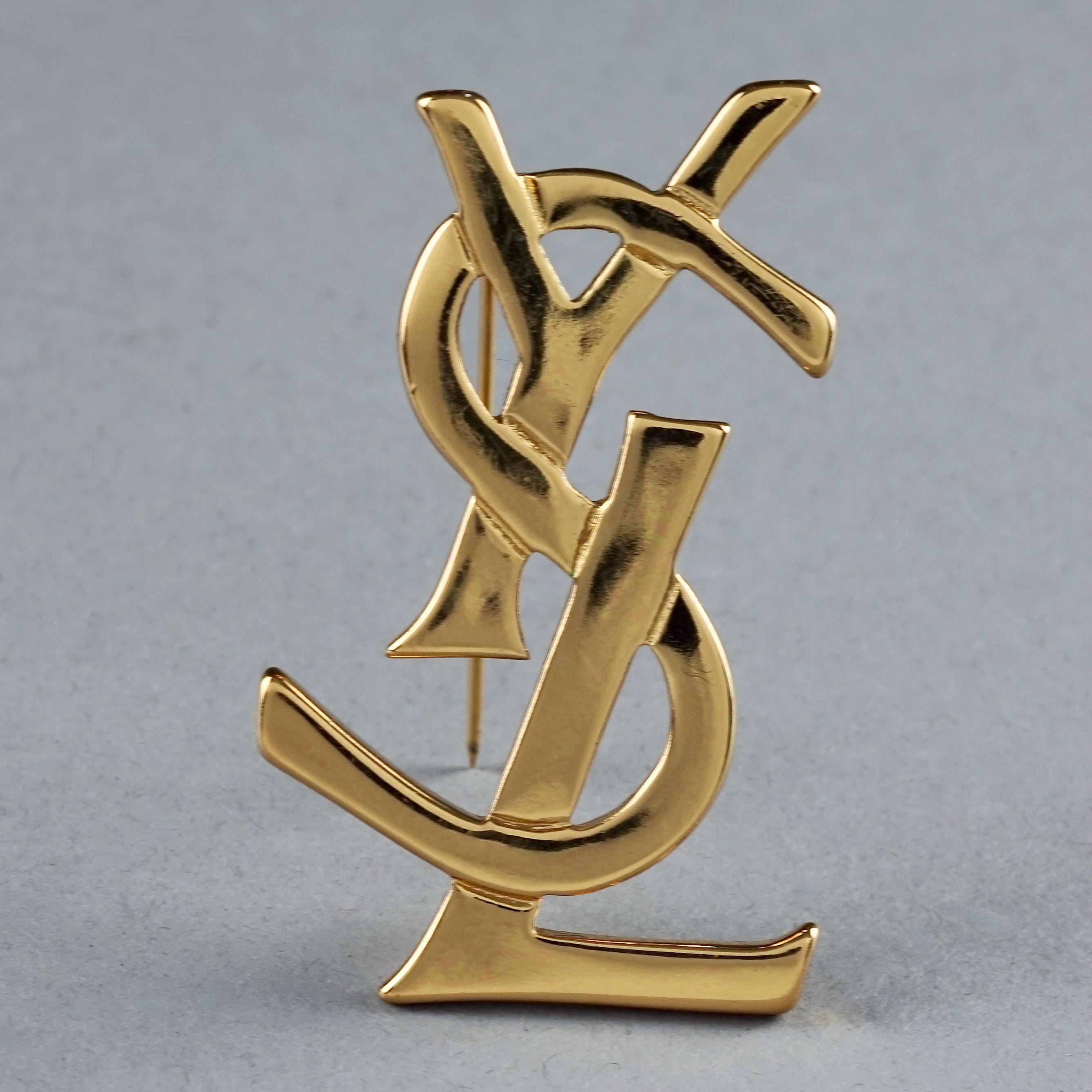Saint Laurent Logo - Vintage Huge YVES SAINT LAURENT Ysl Logo Brooch - Etsy