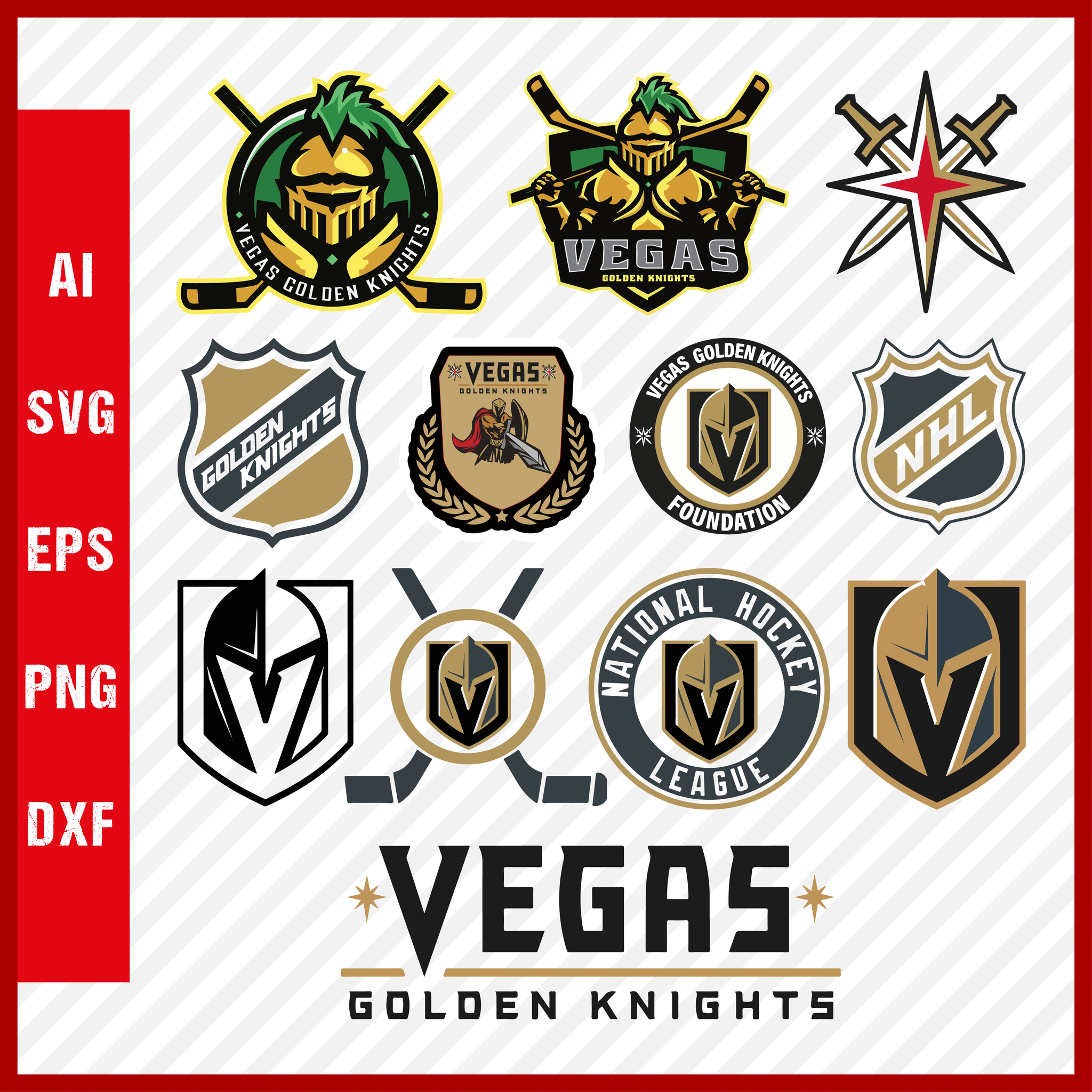 Vegas Golden Knights Logo - Vegas Golden Knights Svg NHL National Hockey League Team Svg Logo Clipart  Bundle